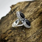 Black Onyx Gemstone Solid 925 Silver Handmade Statement Women Ring Jewelry #066