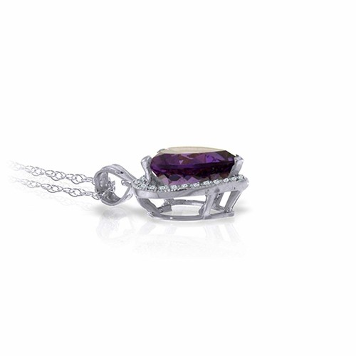 3.24 Carat 14K White Gold Elizabeth Amethyst Diamond Gemstone Necklace 14"-24" - Picture 2 of 5