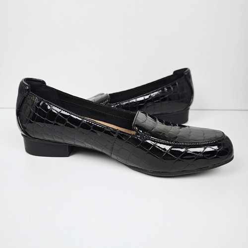 Clarks Artisan UK 6D Black Croc Loafers Women's Keesha Luca Slip On Shoes - Picture 16 of 19