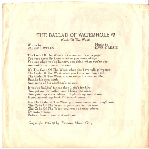 ROGER MILLER--PICTURE SLEEVE ONLY---(BALLAD OF WATERHOLE #3)---PS---PIC---SLV - Picture 2 of 2