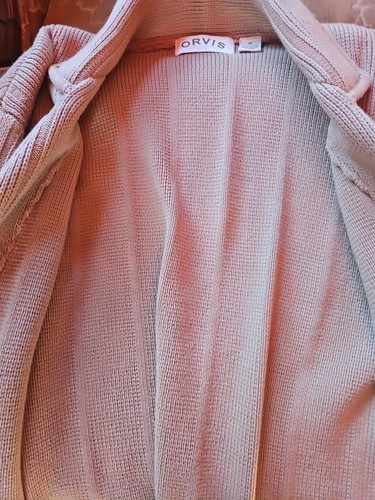 Fab Orvis hellbraune Strickjacke Baumwolle/Kerbkragen/3 Logo-Knöpfe/Ellenbogen-Patch Gr. M - Bild 5 von 8