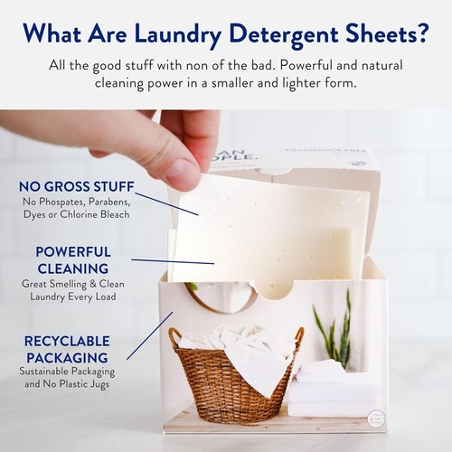 Laundry Detergent Sheets, Hypoallergenic, Stain Fighting, Fresh Scent (96 Pack) - Picture 3 of 23