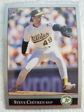 STEVE CHITREN OAKLAND ATHLETICS 1992 LEAF BASEBALL CARD #32
