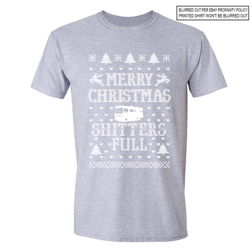 UGLY CHRISTMAS sweater Vacation Santa Funny unisex Men Women Family T-shirt GRAY - Picture 4 of 5