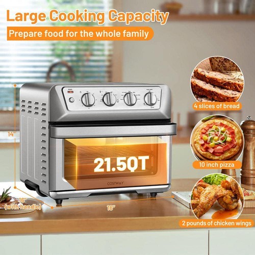 21.5 qt. Silver Air Fryer Toaster Oven 1800-Watt Countertop Convection Oven with - Bild 4 von 8
