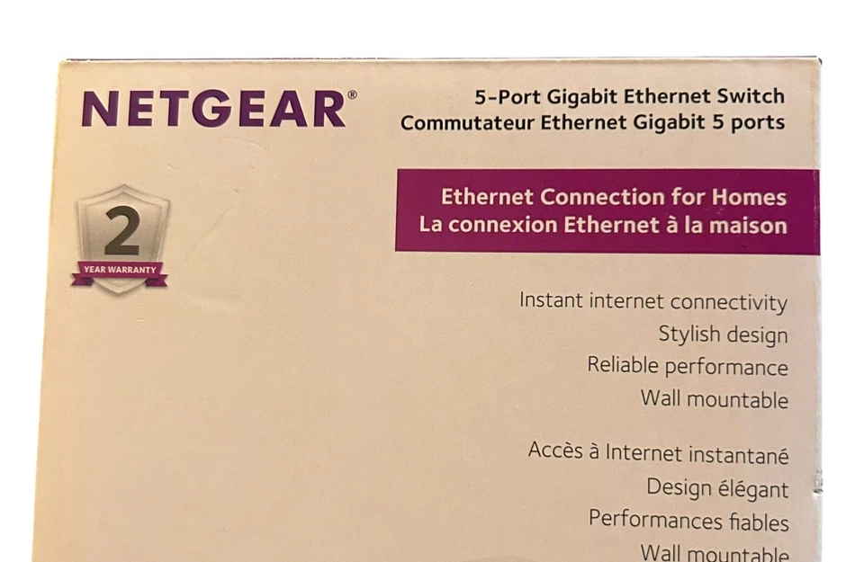Netgear 5-Port Gigabit Ethernet Switch GS605V5 with Power Cable Brand New - Image 2 of 4