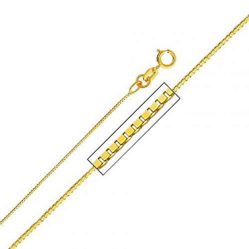 Cadena de caja de oro amarillo sólido de 14k de 0,6 mm 16 18 20 22 24 26 pulgadas - Imagen 3 de 3