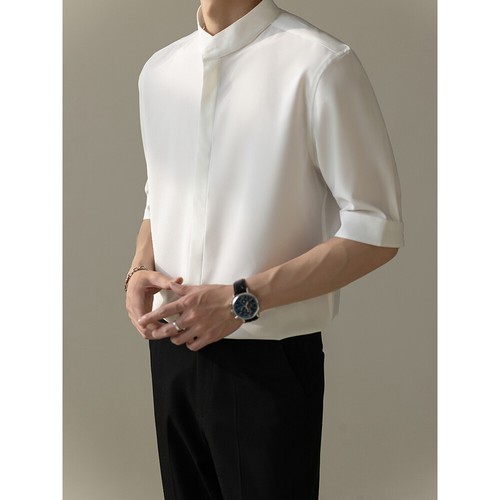 Para hombres Otoño Coreano Calce Ajustado Negocios Seda Hielo Estilo Chino Camisas Mangas Largas - Imagen 30 de 30