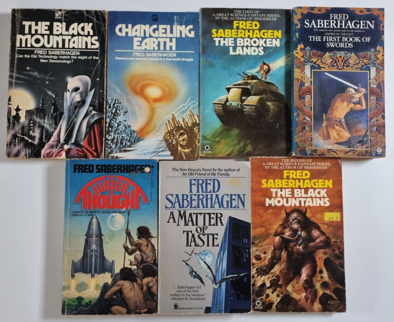 7 x Fred Saberhagen Vintage Sci Fi Black Mountains Changeling Earth Broken Lands