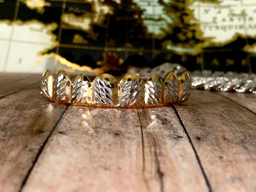 Italy 14k Gold Finish Cluster CZ VVS Cut Custom Slugs Top Bottom Set GRILLZ - Picture 7 of 15
