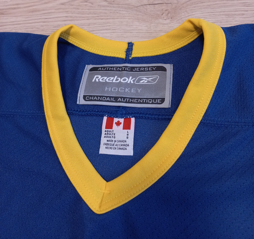 Authentic Hockey Jersey Made in Canada Size L Blue/Yellow Mint/Unworn. - Picture 2 of 6