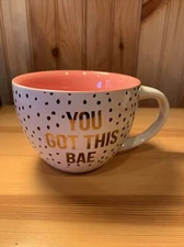 Oversized You Got This Bae Coffee Hot Chocolate Soup Mug Pink coral Gold White