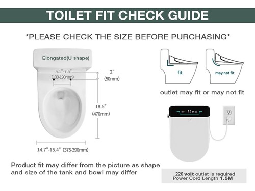 MEJE Electronic Smart Bidet Seat for Elongated Toilets , Auto Flush,Open & Close - Picture 14 of 19