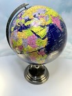 Vintage GlobeMaster World Globe Silver Tone Metal Stand Rotates/Spins USA Made