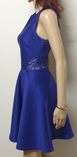 TED BAKER Size 2 Purple Color Occasion Dress . Stretch With Sheer Lace Panels - Picture 2 of 6