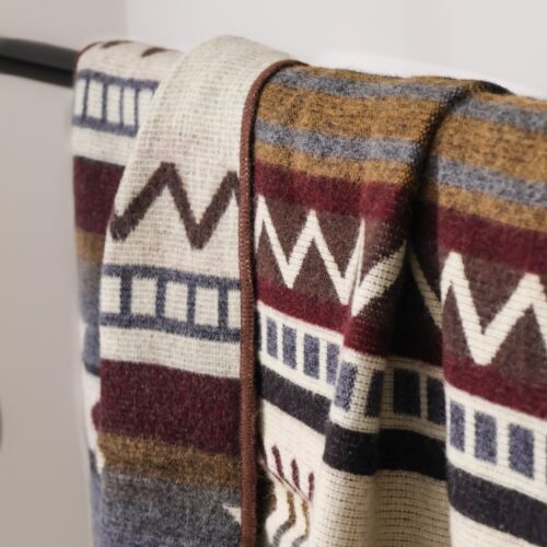 Reversible ALPACA Wool THROW BLANKET Andean & Southwestern Pattern 80" X 42" - Picture 2 of 5