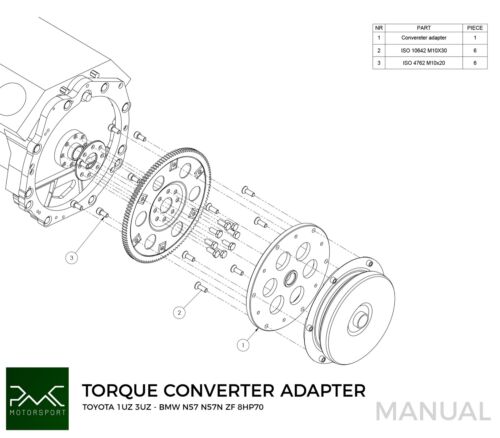 Kit adaptador Lexus Toyota 1UZ 3UZ - BMW N57 ZF 8HP70 - Imagen 4 de 5