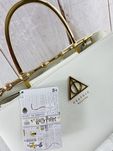 Bolso de Mano Loungefly Harry Potter Deathly Hollows Varita de Saúco Dorado Blanco ~ Nuevo con Etiquetas - Imagen 3 de 9