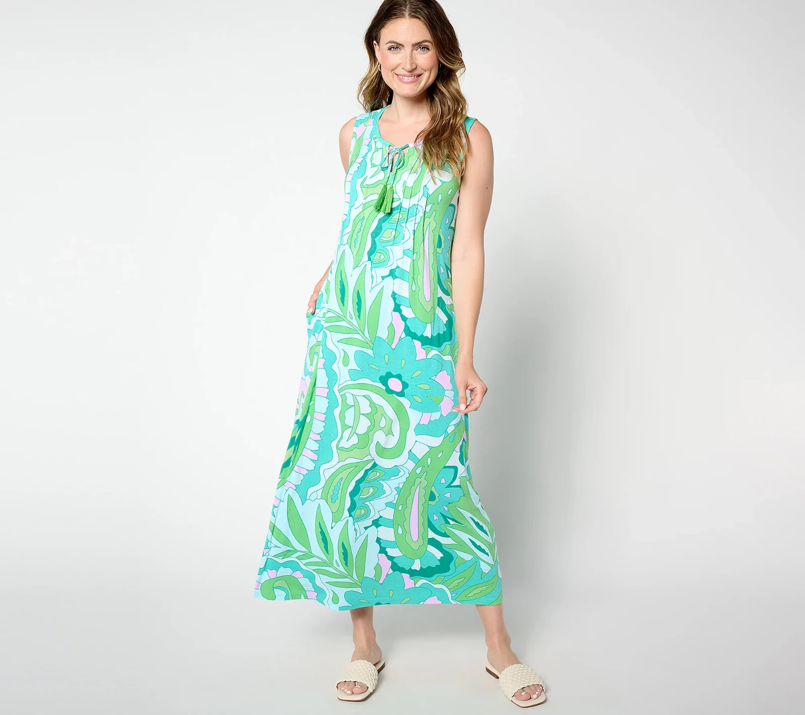 Обычное макси-платье Belle by Kim Gravel с кисточками в стиле Пейсли Парадайз-XS