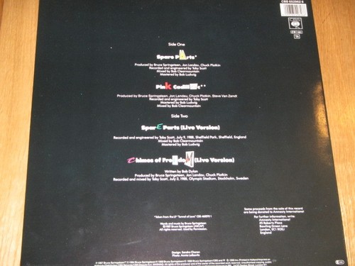 12" BRUCE SPRINGSTEEN Holland edition SPARE PARTS PINK CADILLAC CHIMES OF FREEDO - Picture 3 of 4