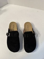 Meixiemeile Faux Suede Slide On Clogs Black Mules Size 42 EU Women's 11