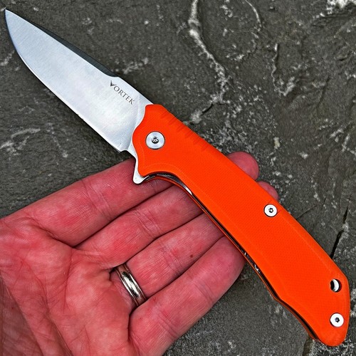 VORTEK ROVER D2 Drop Point Blade Folding Flipper EDC Pocket Knife Blaze Orange - Picture 2 of 8