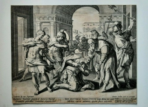 Kupferstich Aeg. Sadeler Nathan Vorhersage Tod 1585 ) nach Maarten de Vos  - Picture 1 of 7
