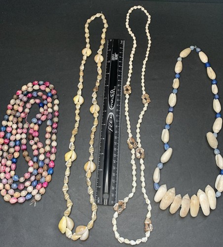 Vintage Lot Of Sea Shell Necklaces Cowrie Conch Hawaiian Beach Natural - Picture 11 of 11