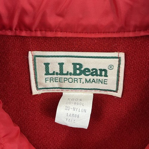 Vintage LL Bean Jacket Mens Large Tall Wool Field Mackinaw 80s Zip Pocket Coat - Picture 4 of 9