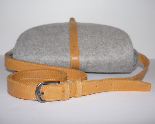 HEARTH & HAND with Magnolia Gray Felted Textile & Tan Leather Crossbody - Picture 7 of 10