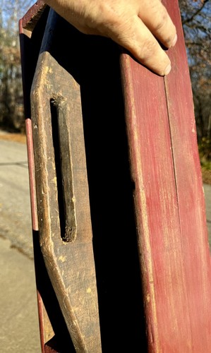 Antique Wood Tote Carrier Primitive Red Paint Vintage Old - Picture 8 of 13