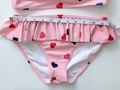 Janie And Jack Girls 2pc Ruffle Bikini Swimsuit Set Candy Pink Hearts Size 12 - Picture 10 of 13