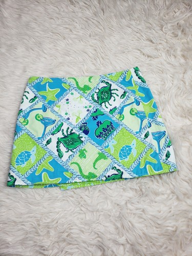 Lilly Pulitzer Womens Size 4 Reversible Wrap Skirt Cotton Nautical Green Crabs P - Picture 3 of 8