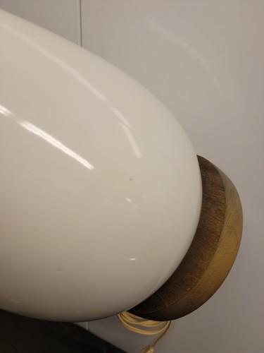 1960s MCM Danish Modern Lamp - White pottery and Wood Table Lamp  - Picture 16 of 24