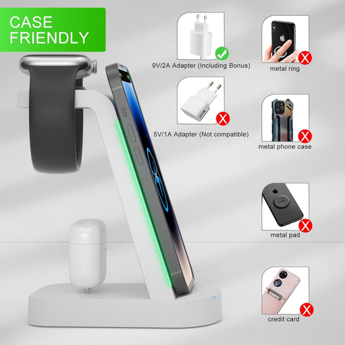 Caricatore Wireless,Innisto 3 in 1 Caricabatterie Wireless Induttiva,Stazione Ri - Zdjęcie 3 z 12