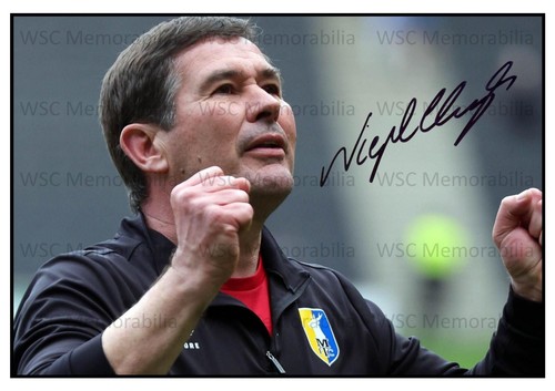 10858. Nigel Clough Signed Pictures A4 Prints Mansfield Burton Derby Forest etc.