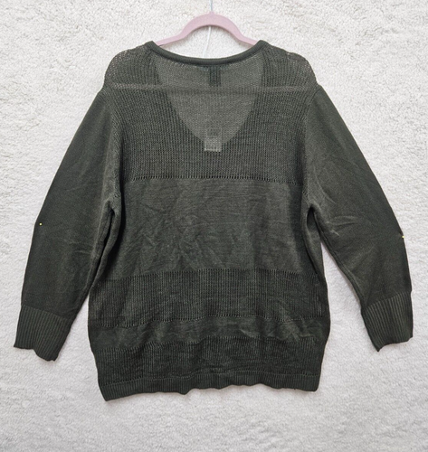 Ashley Stewart Women Sweater 26 Green 100%Acrylic Long Sleeve Sheer Pullover Fit - Picture 10 of 17