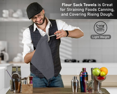28''x 28'' Flour Sack Towels 100% Cotton Dishcloth Kitchen Hand Dish Towel Set - Picture 49 of 91