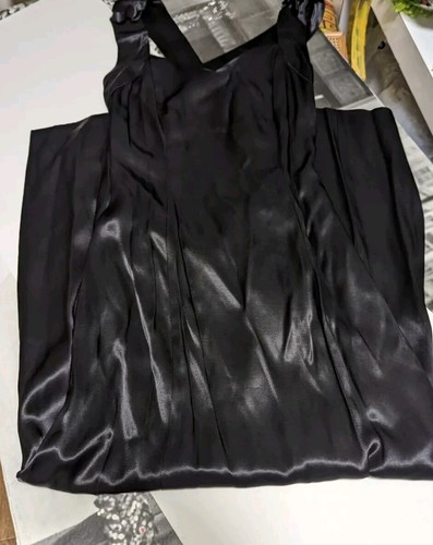 Black Satin Criss Cross Low Back 80s Dress Size 5/6 Blondie By Me - 第 5/10 張圖片