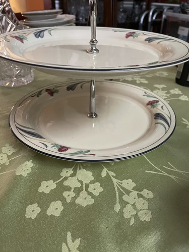 Vintage Lenox "Mohnblumen auf blau" Chinastein zweistufige Platte - Bild 1 von 3