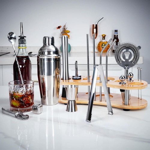 Cocktail Shaker Set,19-Piece Bartender Kit with Bamboo Stand,Bar Tool Set:Martin - Picture 5 of 7