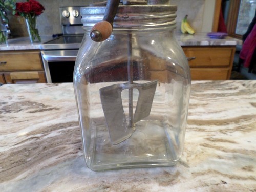 RARE Montgomery Ward Antique 4qt. Glass Butter Whipper Churn Beautiful - Picture 7 of 18