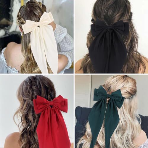 Hair Bows For Women Girls, 4PCS Large Bowknot Hair Accessories, Silk Satin  - Bild 7 von 7