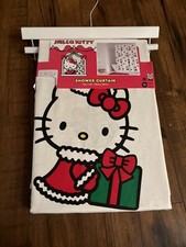 Hello Kitty Fabric Christmas Shower Curtain -Christmas Wreaths 2023 NEW 72 x 72"