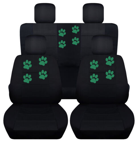 Fundas de asiento delanteras + traseras negras estampadas en las patas para WRANGLER JL 2018 2/4 puertas presente - Imagen 7 de 22