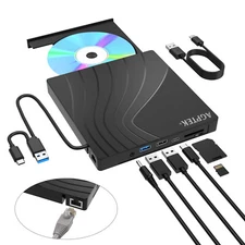 AGPTEK 7 in 1 External CD/DVD Drive Portable USB 3.0 Slim DVD Burner for Laptop