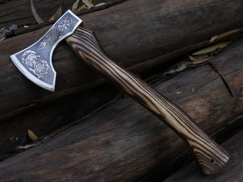 Hand Forged Carbon Steel Blade Viking Axe Tomahawk Axe BL-2895 W/Leather Sheath - Picture 8 of 22