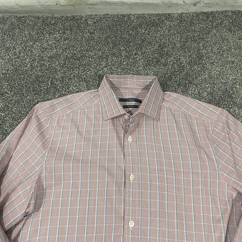 Camisa Z Zegna Drop 8 Manga Larga Informal Botón Rosa Algodón Rayas Para Hombres 15.5/39 - Imagen 2 de 10
