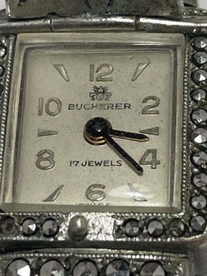 Bucherer Swiss Vintage Hidden Watch Marcasite Bracelet 17  display picture 3