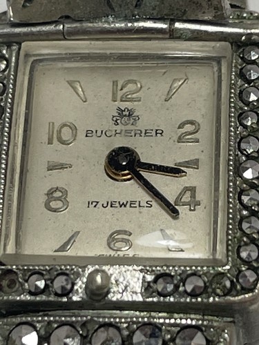 Bucherer Swiss Vintage Hidden Watch Marcasite Bracelet 17 Jewel - Picture 2 of 7